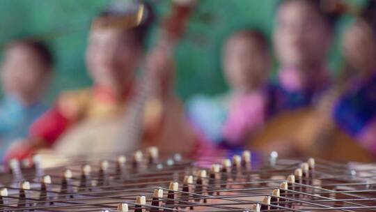 苏州评弹 和谐社会 苏州 弹奏 古琴视频素材模板下载