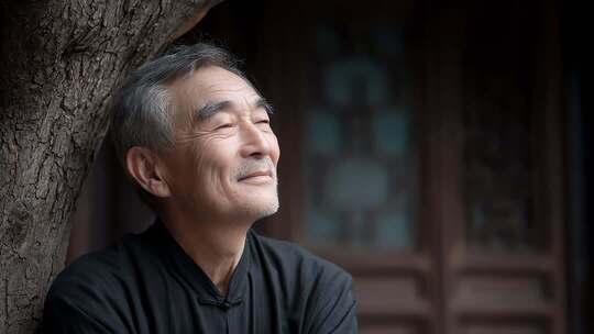 东方老人沉思眺望未来