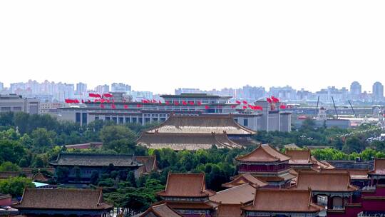 中国北京的秋，景山俯瞰故宫秋景。视频素材模板下载