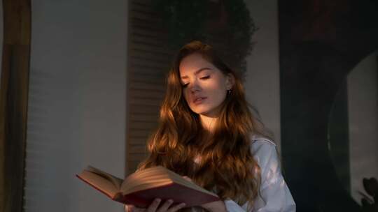 女人，书，阅读，光线