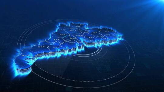 地图区位广东省科技地图广东地图AE模板AE视频素材教程下载