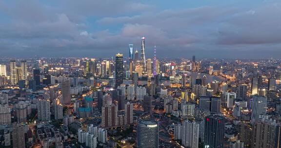 上海地标夜景延时航拍