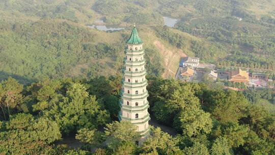 航拍广西南宁青秀山5A景区龙象塔