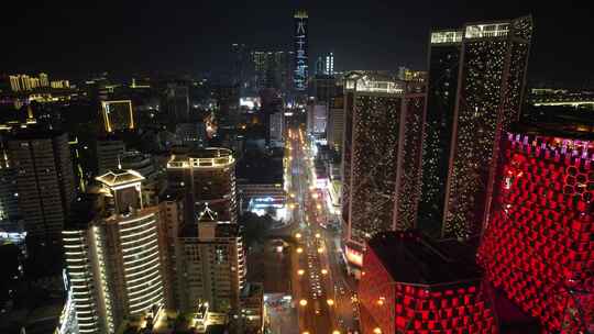 航拍广西柳州龙城路交通夜景