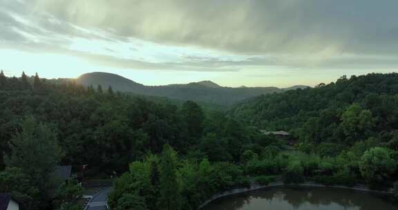 湖北襄阳古隆中森林风景航拍