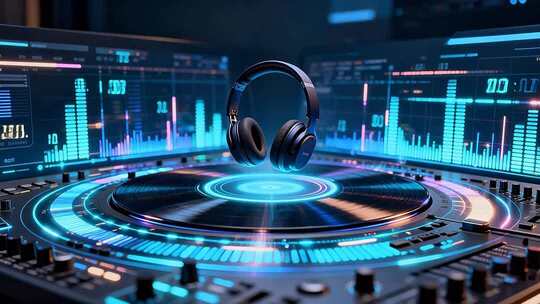 科技感DJ设备与耳机素材