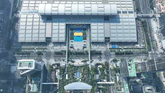 深圳会展中心航拍城市建筑风光市民中心广场
