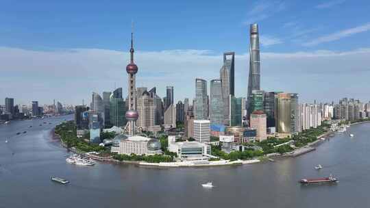 上海陆家嘴CBD大景黄浦江航拍