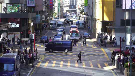 香港街道交通路况道路车流城市道路人群人流