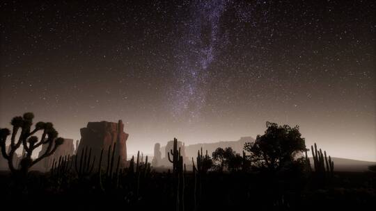 沙漠夜晚星空延时拍摄
