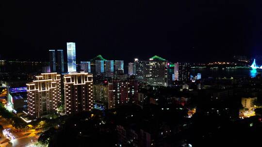 城市航拍湖北宜昌城市夜景万家灯光