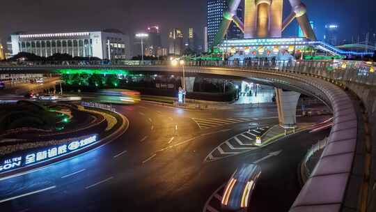 实拍城市夜景车流延时