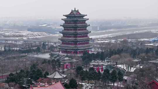 赵公明财神庙雪景