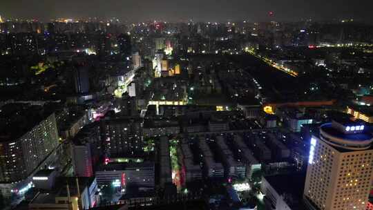 河南郑州城市夜景航拍