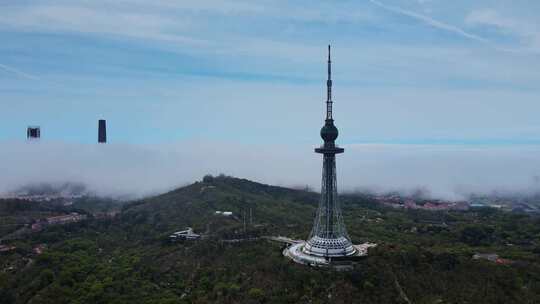 青岛平流雾航拍 信号山