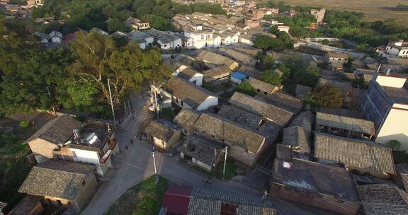 广西玉林农村古建筑村落泥屋瓦房