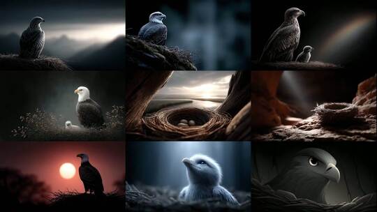 雄鹰守护雏鸟成长 鹰巢哺育生命的感动高清在线视频素材下载