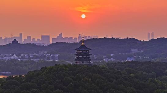 西湖杭州西湖日出西湖清晨三潭印月