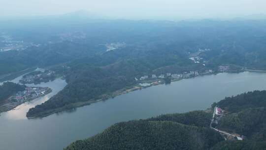 航拍衡东洣水十里画廊风景