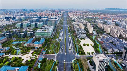 航拍城市道路车流延时