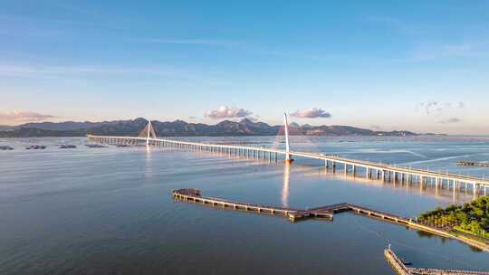 深圳_深圳湾大桥_航拍跨海大桥视频素材模板下载