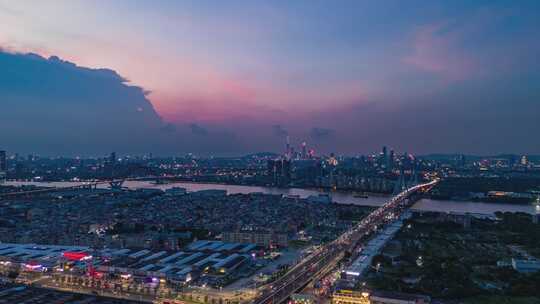 广州番禺沙溪 番禺大桥夜景延时