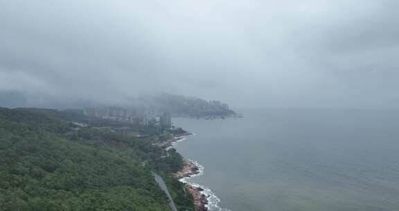 汕头南澳岛海边城市航拍