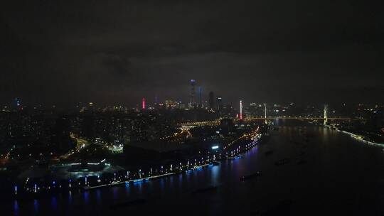上海南浦大桥夜景4K航拍视频素材模板下载