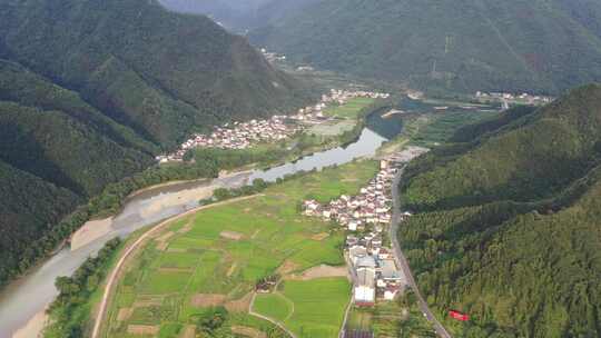 池州秋浦河风光航拍素材