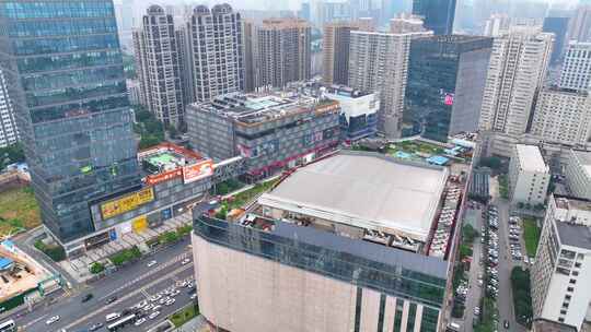湖北武汉洪山区街道口航拍车流交通城市风景视频素材模板下载