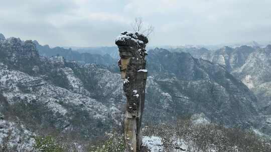 城市雪景大山雪景航拍4k素材