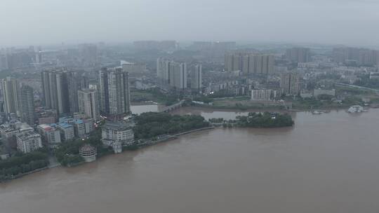 航拍衡阳市中心城区湘江两岸