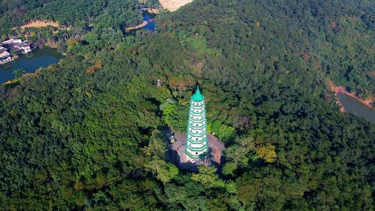 航拍南宁地标青秀山视频素材模板下载