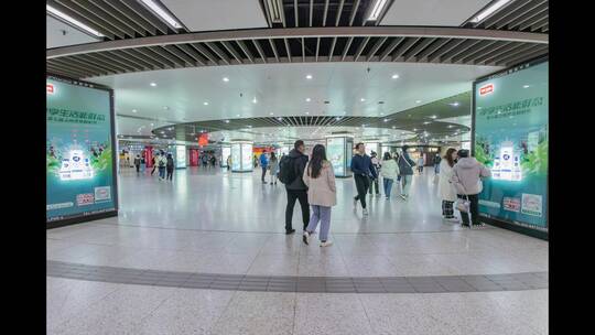 南京新街口地铁站人流延时视频素材模板下载