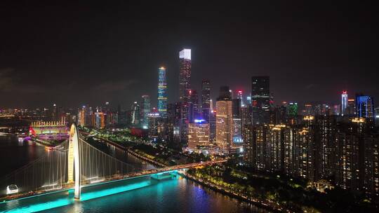 繁华珠江新城夜景航拍视频素材模板下载