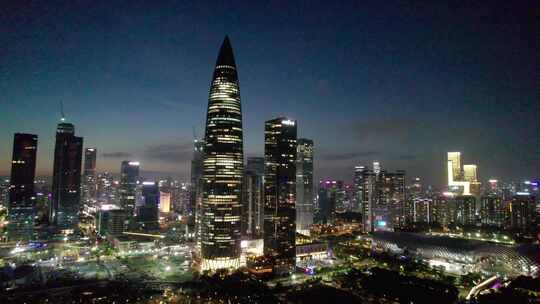 深圳市深圳湾人才公园地标建筑夜景航拍