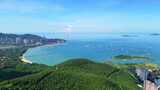 海南三亚三亚湾蓝色海洋天空空镜头航拍风景高清在线视频素材下载