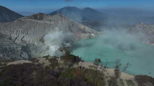 HDR印尼爪哇岛伊真火山硫磺航拍自然风光