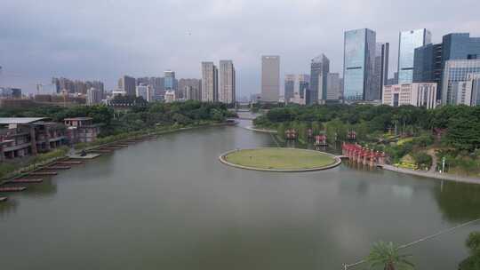 广东佛山千灯湖城市风光航拍