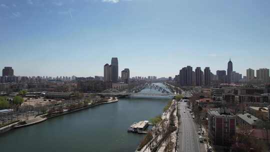 天津海河风景小白楼CBD城市风光航拍