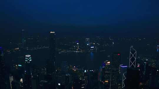 航拍真实香港夜晚风光