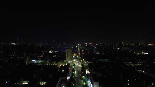 山东日照城市夜景灯光航拍