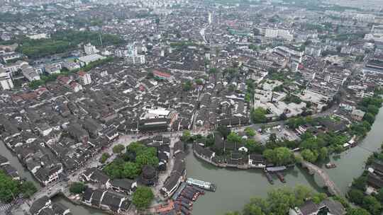 江苏苏州山塘街历史文化古建筑旅游景区航拍