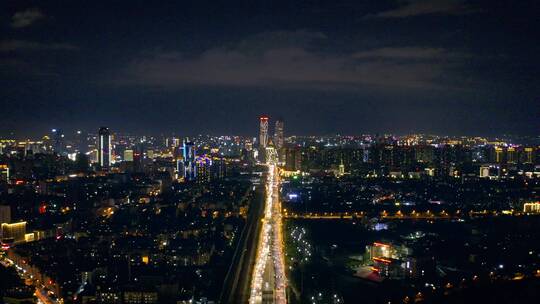 昆明碧鸡名城楼顶航拍昆明城市夜景