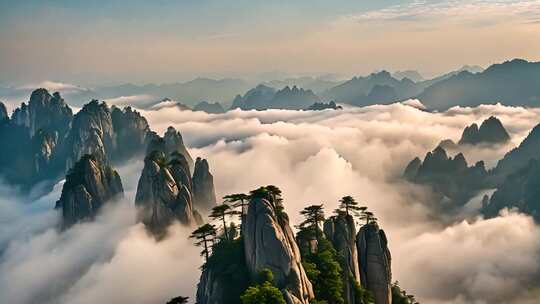 黄山云海壮丽山景