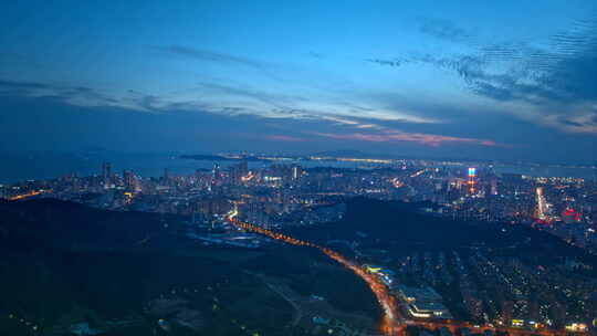 青岛浮山湾夜景航拍延时8K