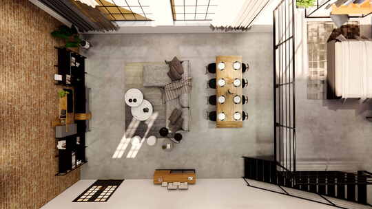 家居装饰现代阁楼室内设计。