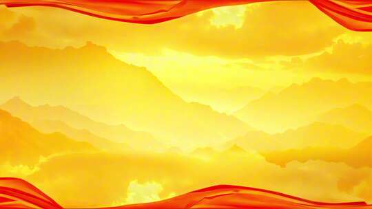 红绸国庆党建荣耀政府大屏背景板