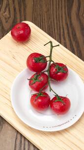 新鲜的水果圣女果小番茄4k特写