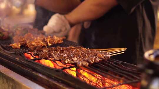 羊肉串 烤羊肉串 羊肉串夜市 美食